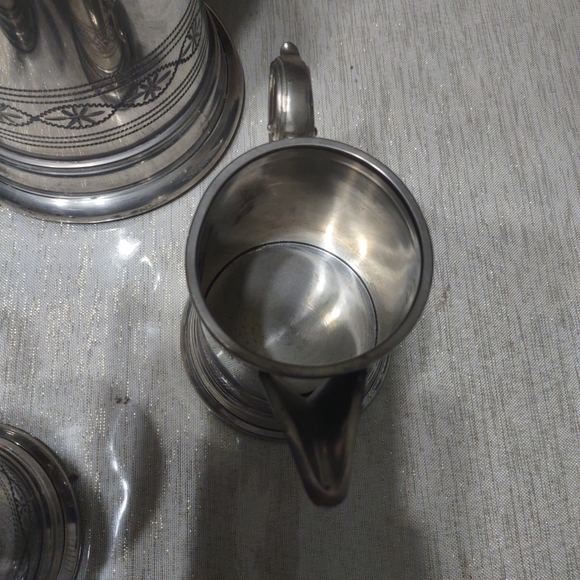 Eales 1779 Hand Chased Fine English Pewter Ornate 3 Piece Coffee Pot  Set - Picture 5 of 8